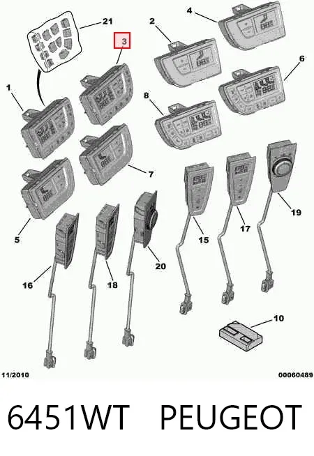 Unidad de control aire acondicionado 6451WT Peugeot/Citroen