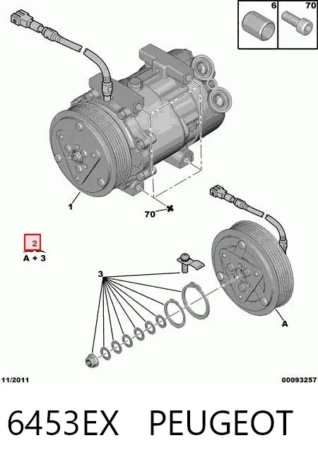 Polea del compresor de aire acondicionado 6453EX Peugeot/Citroen