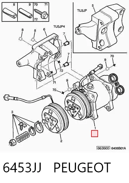 Compresor de aire acondicionado 6453JJ Peugeot/Citroen