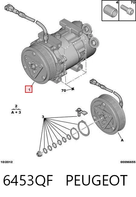 Compresor de aire acondicionado 6453QF Peugeot/Citroen