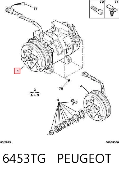 Compresor de aire acondicionado 6453TG Peugeot/Citroen