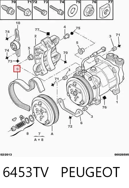 Correa de alternador 6453TV Peugeot/Citroen