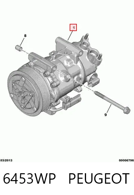 Compresor de aire acondicionado 6453WP Peugeot/Citroen