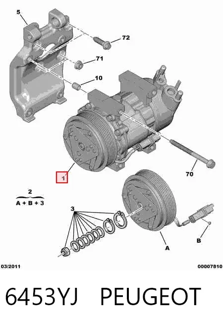 Compresor de aire acondicionado 6453YJ Peugeot/Citroen