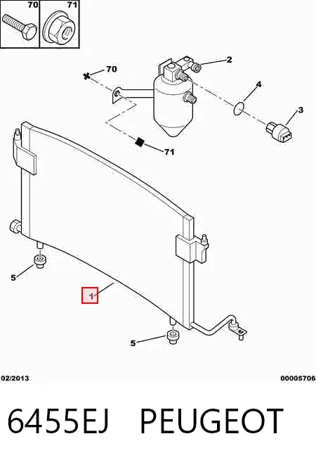 Condensador aire acondicionado 6455EJ Peugeot/Citroen
