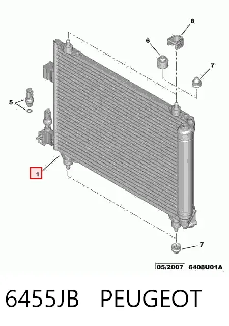 Condensador aire acondicionado 6455JB Peugeot/Citroen