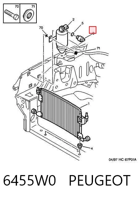 Sensor de presion de aire acondicionado 6455W0 Peugeot/Citroen