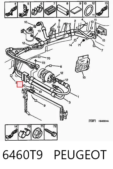 Anillo de sellado de tubería de aire acondicionado 6460T9 Peugeot/Citroen