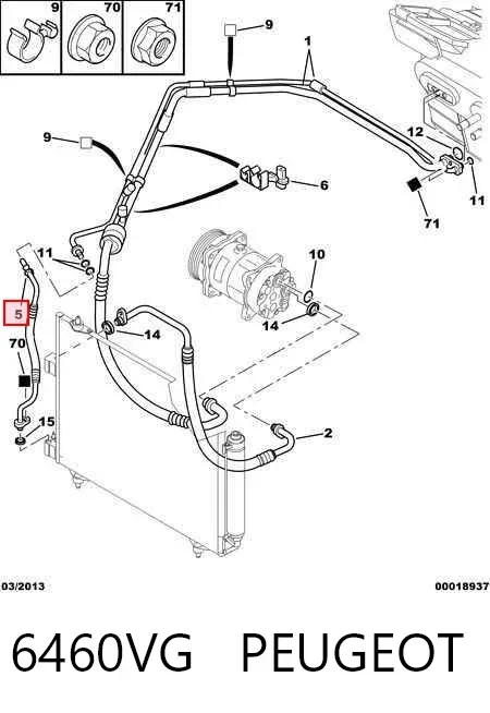 Manguera de aire acondicionado de condensador a evaporador 6460VG Peugeot/Citroen