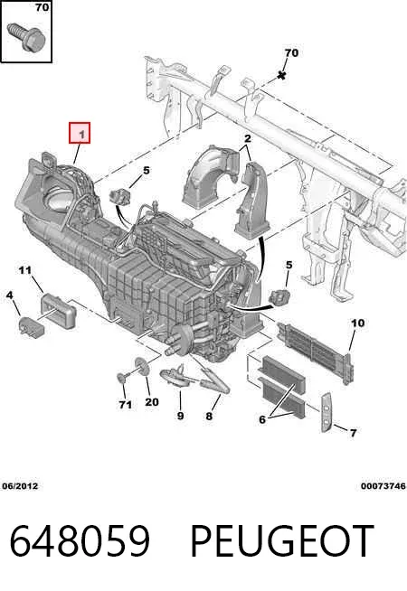 Caja del evaporador del aire acondicionado 648059 Peugeot/Citroen