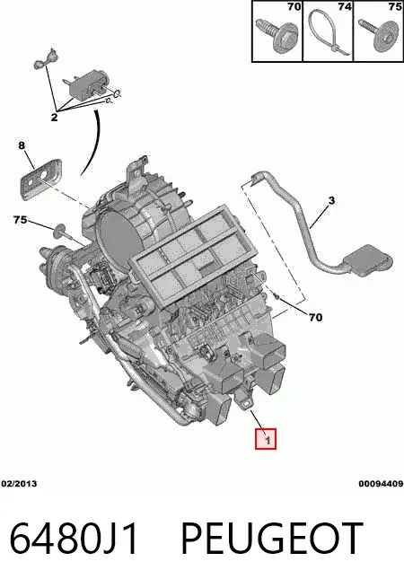 Caja del evaporador del aire acondicionado 6480J1 Peugeot/Citroen