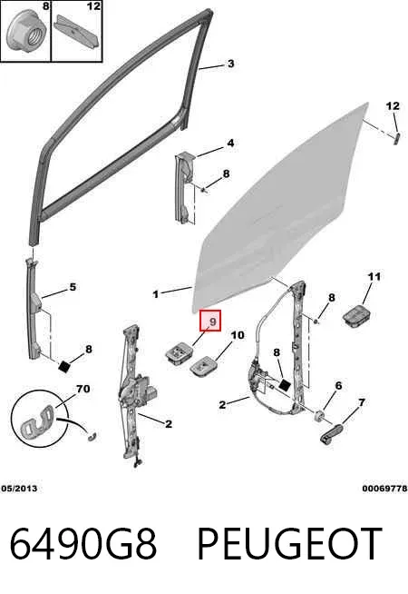 Interruptor de elevalunas delantera izquierda 6490G8 Peugeot/Citroen