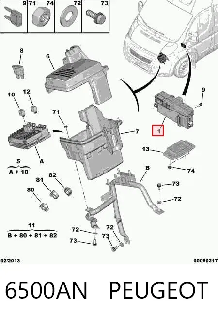 Carcasa de la caja de fusibles 6500AN Peugeot/Citroen