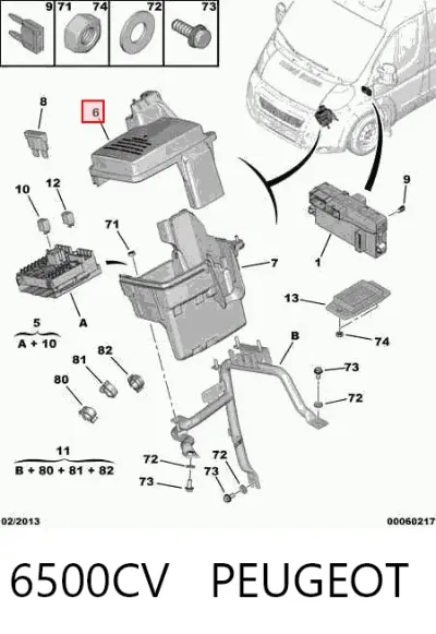 Tapa de la caja de fusibles PEUGEOT 6500CV
