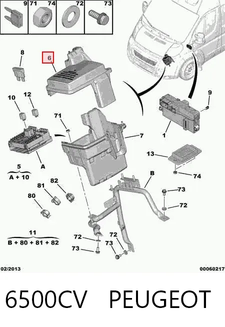 Tapa de la caja de fusibles 6500CV Peugeot/Citroen