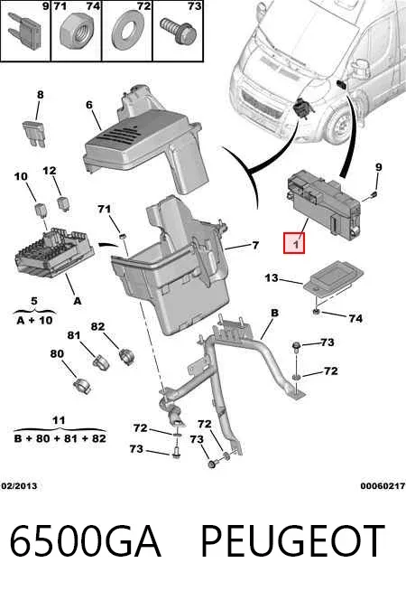 Carcasa de la caja de fusibles 6500GA Peugeot/Citroen