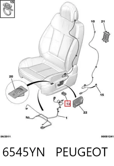Relé de calefacción de asiento PEUGEOT 6545YN