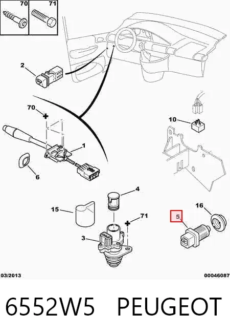 Interruptor de luz de freno 6552W5 Peugeot/Citroen
