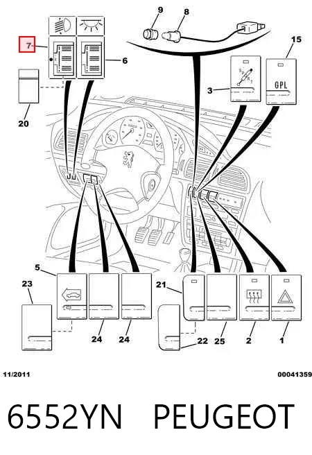 Botón del regulador de altura de faros 6552YN Peugeot/Citroen