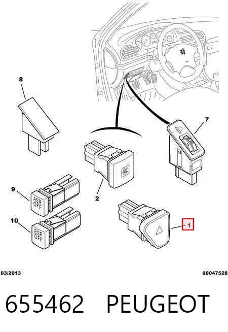 Boton de luz de emergencía 655462 Peugeot/Citroen