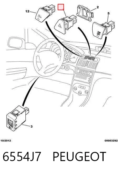 Boton de luz de emergencía 6554J7 Peugeot/Citroen