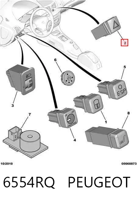 Boton de luz de emergencía 6554RQ Peugeot/Citroen