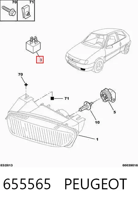 Relé ventilador 655565 Peugeot/Citroen