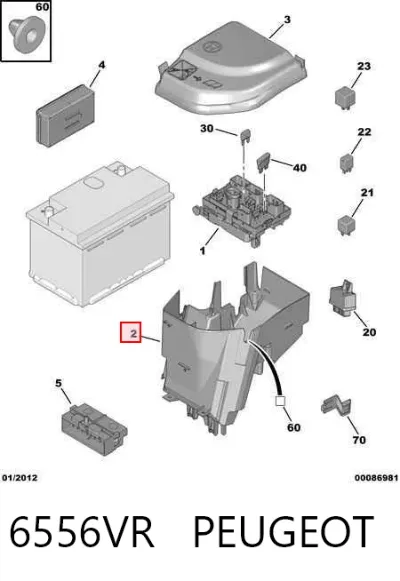 Carcasa de la caja de fusibles PEUGEOT 6556VR
