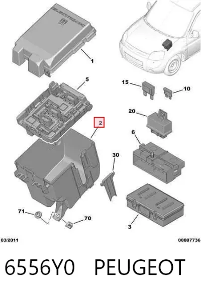 Carcasa de la caja de fusibles PEUGEOT 6556Y0