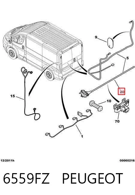 Guía de la puerta trasera batiente 6559FZ Peugeot/Citroen