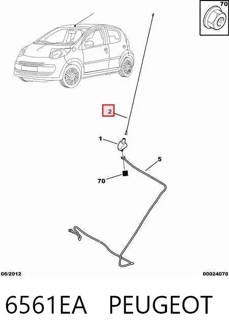 Vástago de antena 6561EA Peugeot/Citroen