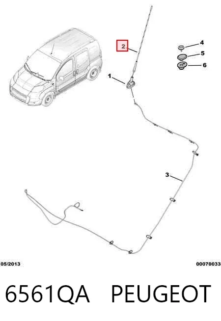 Vástago de antena 6561QA Peugeot/Citroen