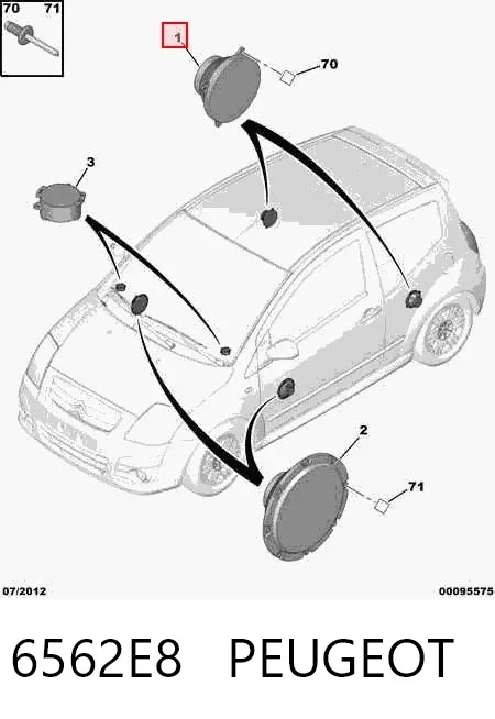 Altavoz de la puerta trasera 6562E8 Peugeot/Citroen
