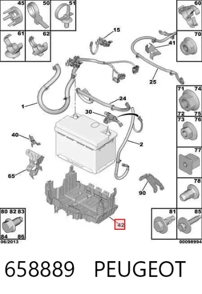 Soporte de batería PEUGEOT 658889