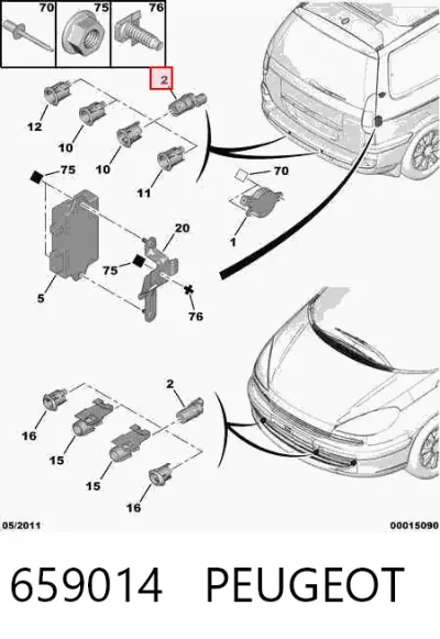 Sensor de estacionamiento delantero/trasero central PEUGEOT 659014