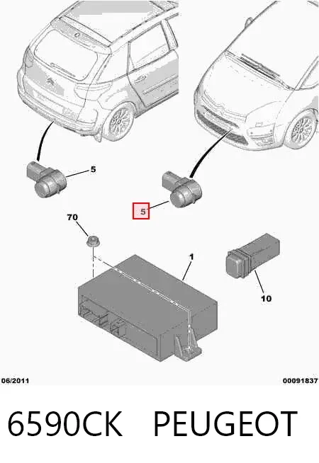 Sensor de aparcamiento trasero 6590CK Peugeot/Citroen