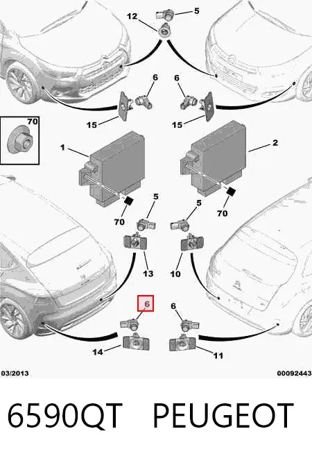 Sensor lateral delantero/trasero de aparcamiento 6590QT Peugeot/Citroen