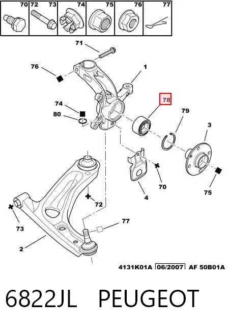 Cojinete de rueda delantero 6822JL Peugeot/Citroen