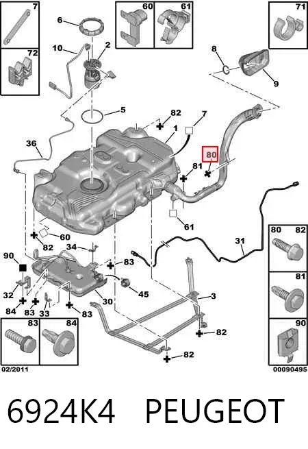 Perno del sistema de escape (silenciador) 6924K4 Peugeot/Citroen