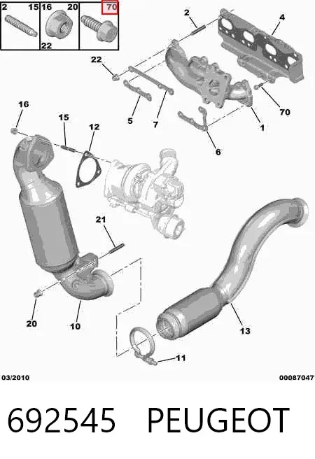 Perno del sistema de escape (silenciador) 692545 Peugeot/Citroen