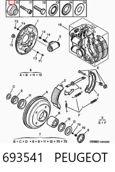 Tuerca del cubo de rueda trasera PEUGEOT 693541