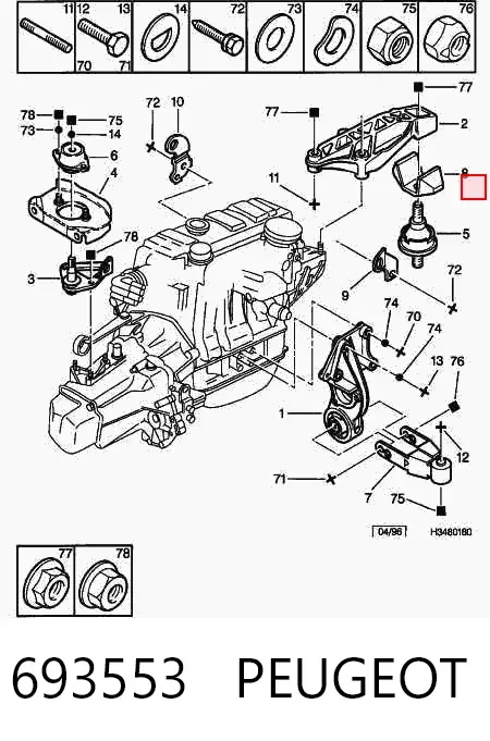 Tuerca de fijación del tubo de escape 693553 Peugeot/Citroen