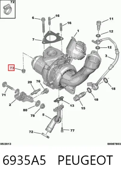 Tuerca del colector de escape PEUGEOT 6935A5