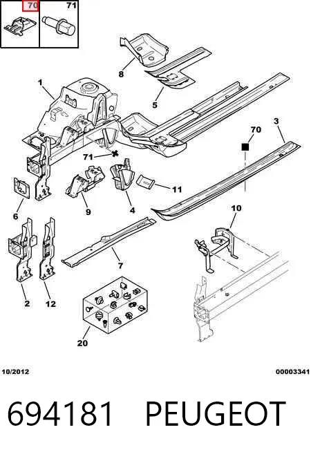 Tuerca remachable para tornillo autorroscante 694181 Peugeot/Citroen