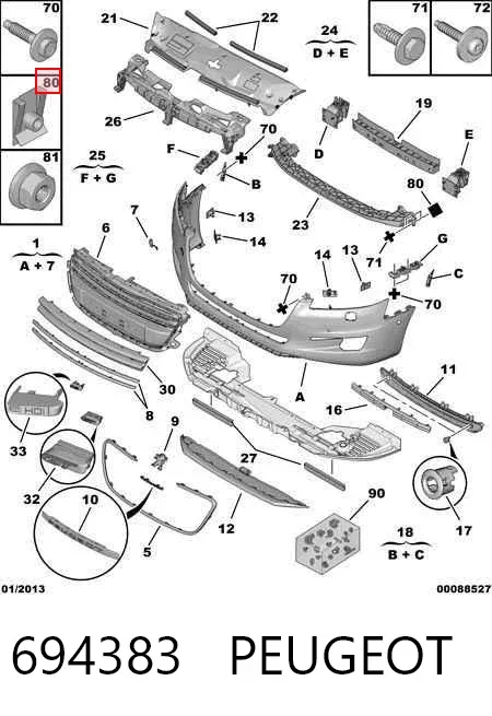 Tuerca remachable para tornillo autorroscante 694383 Peugeot/Citroen