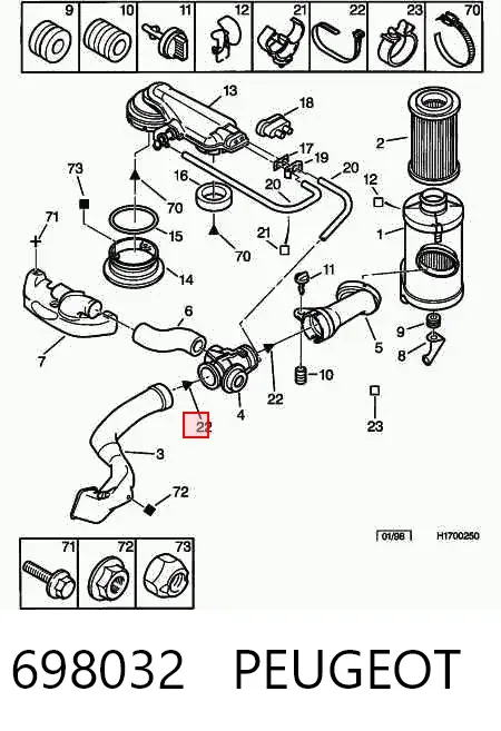 Resistencia de calefacción 698032 Peugeot/Citroen