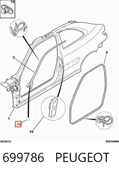 Clip de fijación de moldura de puerta PEUGEOT 699786