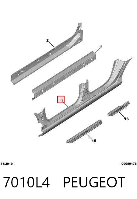 Umbral de puerta, derecha Peugeot 407 6D