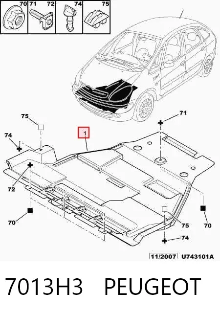Protección motor / empotramiento 7013H3 Peugeot/Citroen