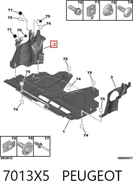 Protección derecha del motor 7013X5 Peugeot/Citroen